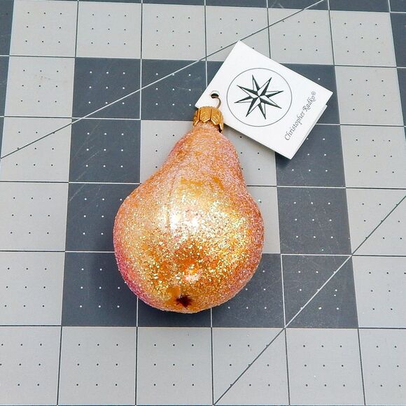 Christopher Radko Sugared Pear Christmas Tree Ornament Glass 1994 Fruit Glitter - Picture 6 of 9